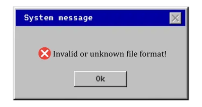 Invalid or unknown image file format! (1)