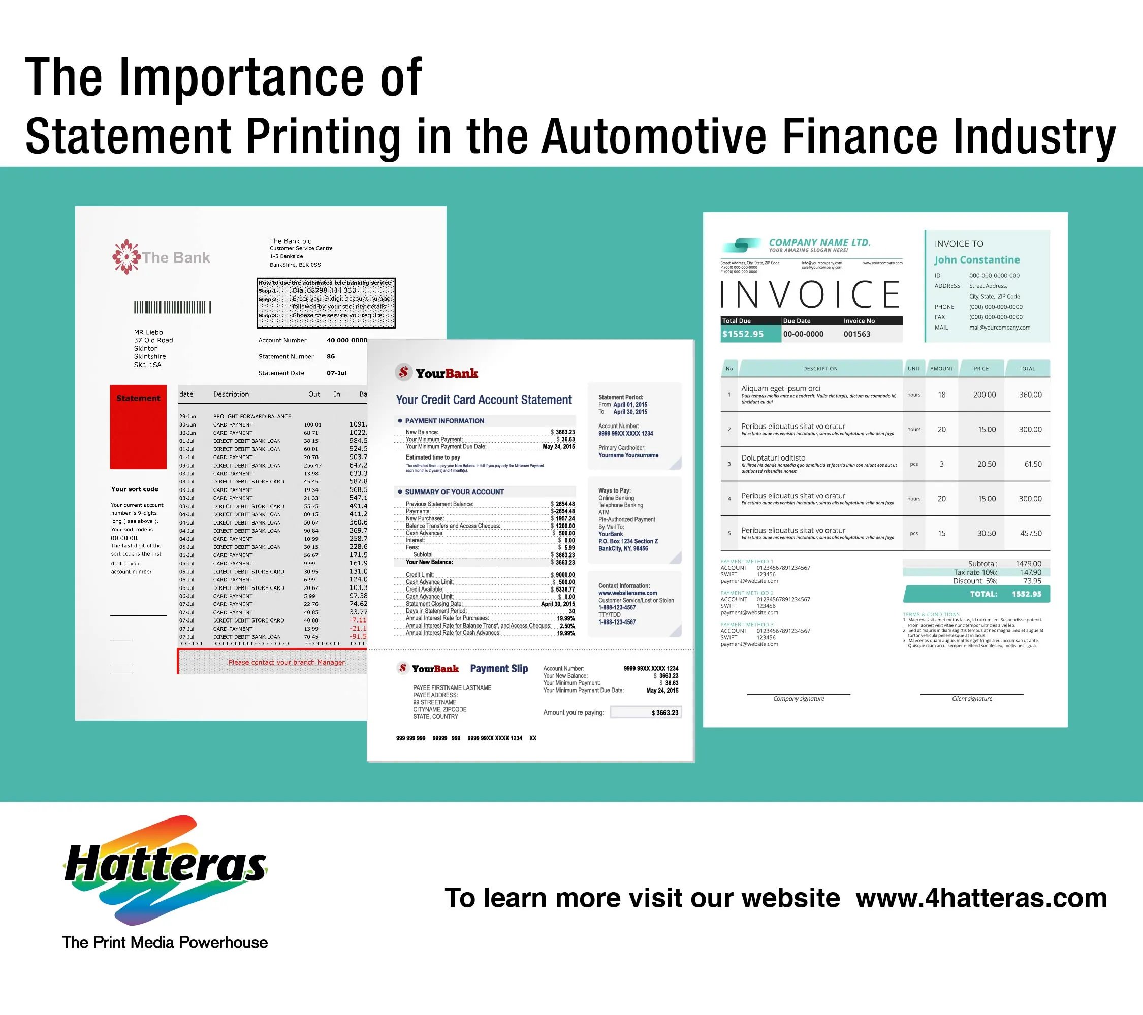 automotive finance statement printing